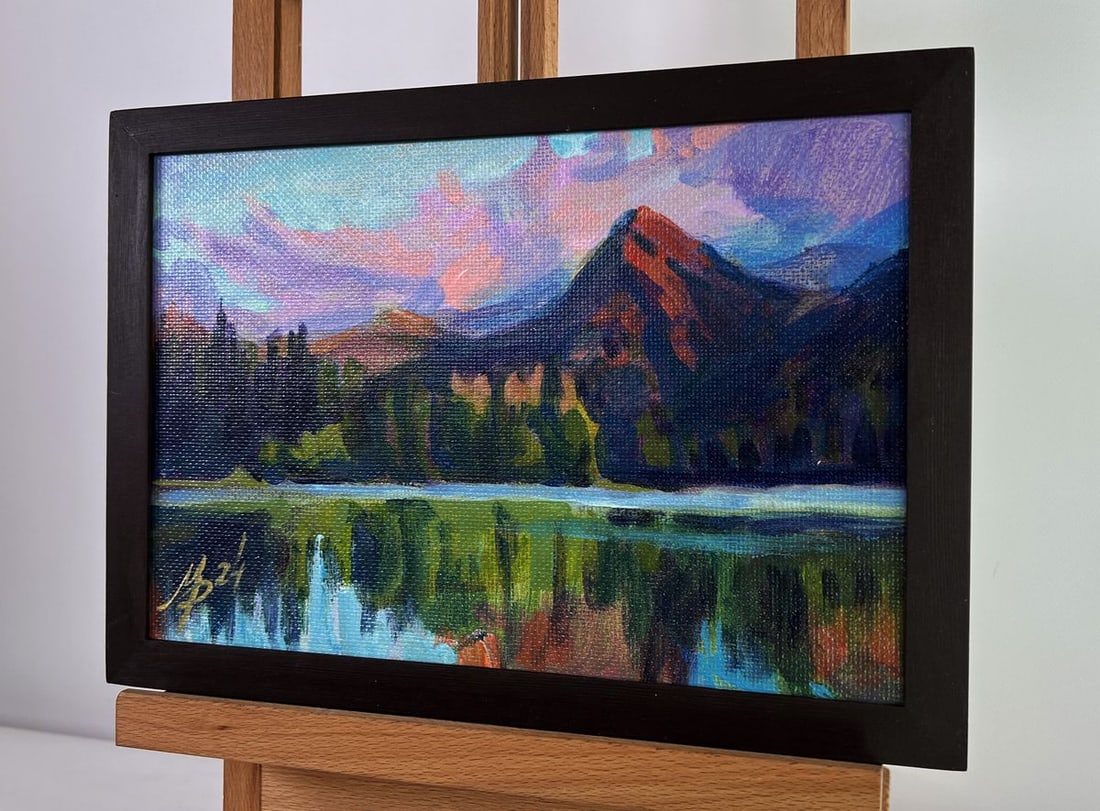 Acrylic painting Lake in the mountains Mykhailo Patskan - 2