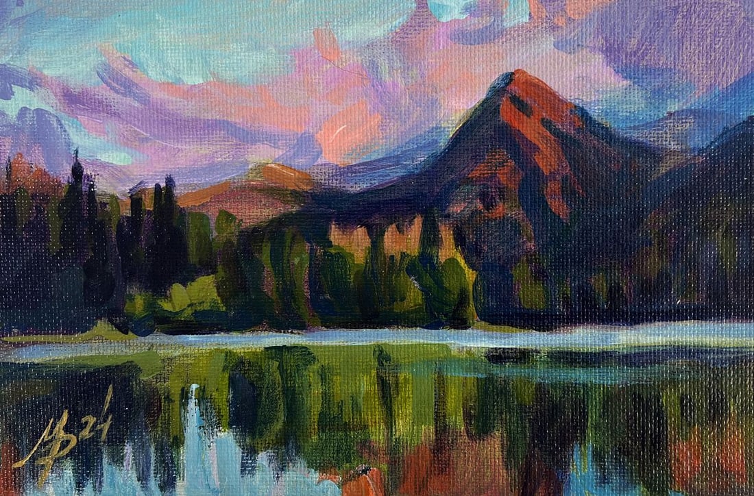 Acrylic painting Lake in the mountains Mykhailo Patskan - 3