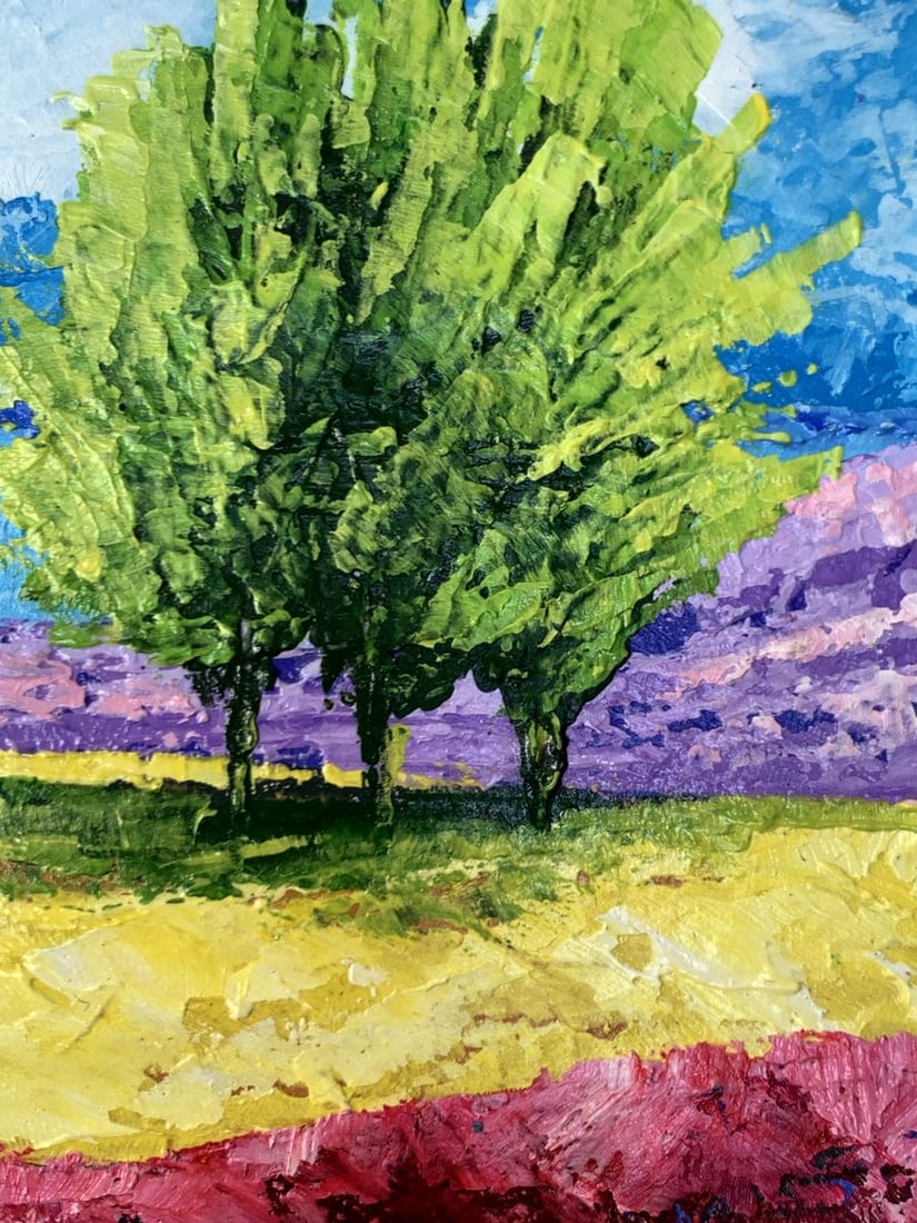 Oil painting Mountain lake and three trees V. Zadorozhnya - 10