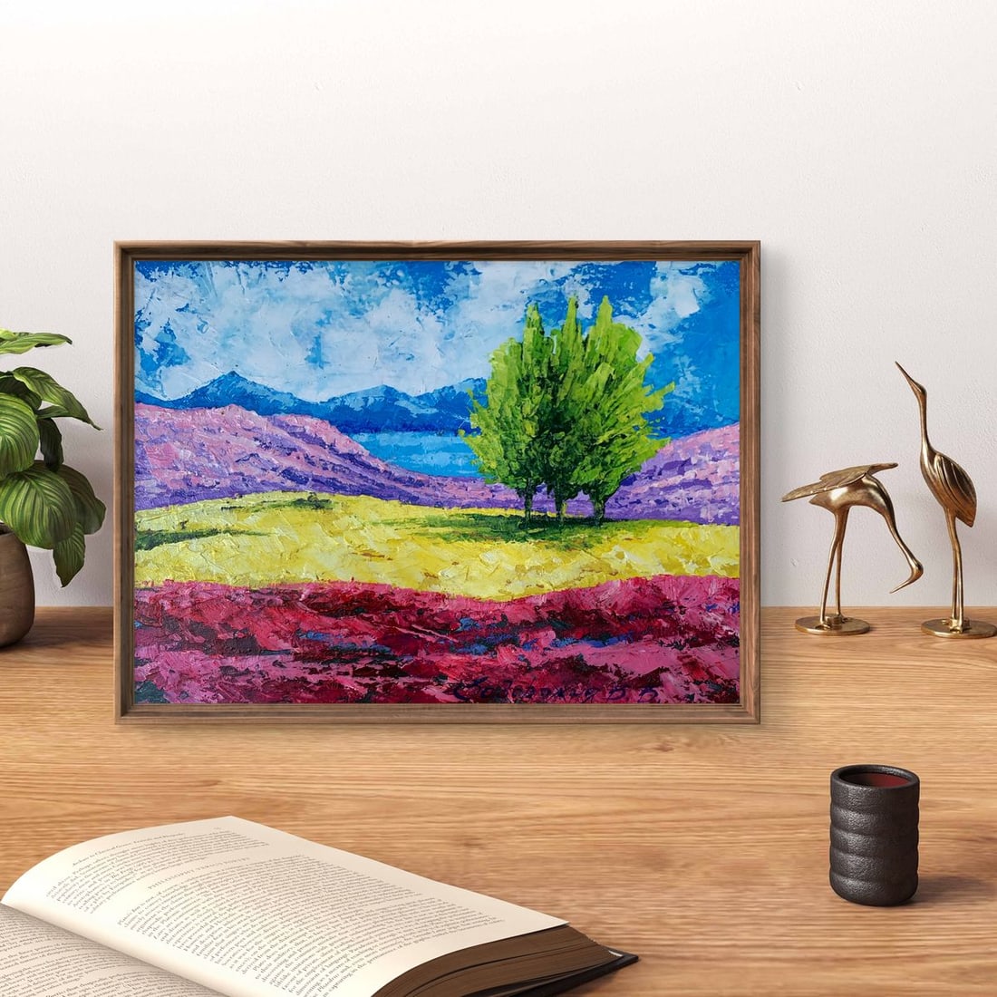 Oil painting Mountain lake and three trees V. Zadorozhnya - 2