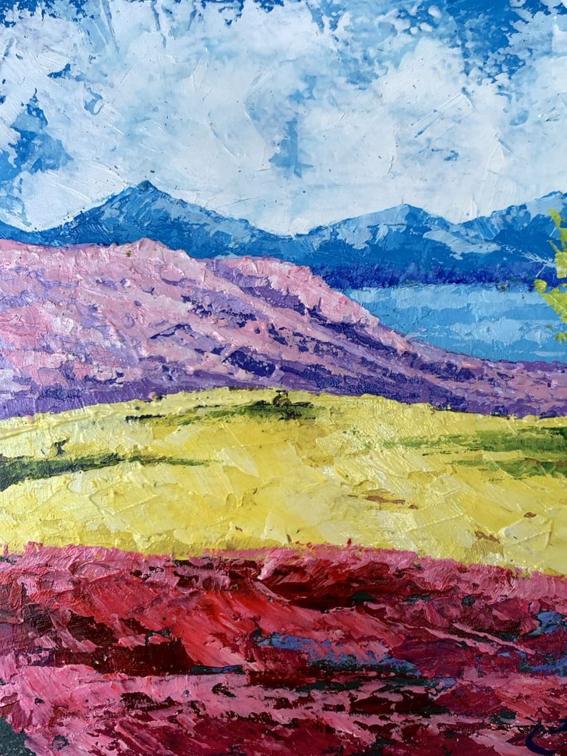 Oil painting Mountain lake and three trees V. Zadorozhnya - 4