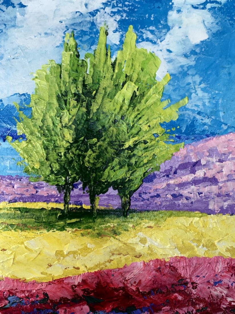 Oil painting Mountain lake and three trees V. Zadorozhnya - 8