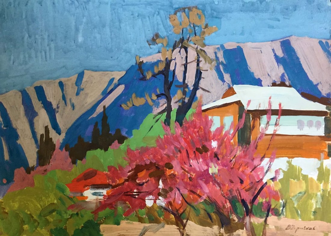 Gouache painting House on the outskirts Chernikov Vladimir Mikhailovich (1 of 10)