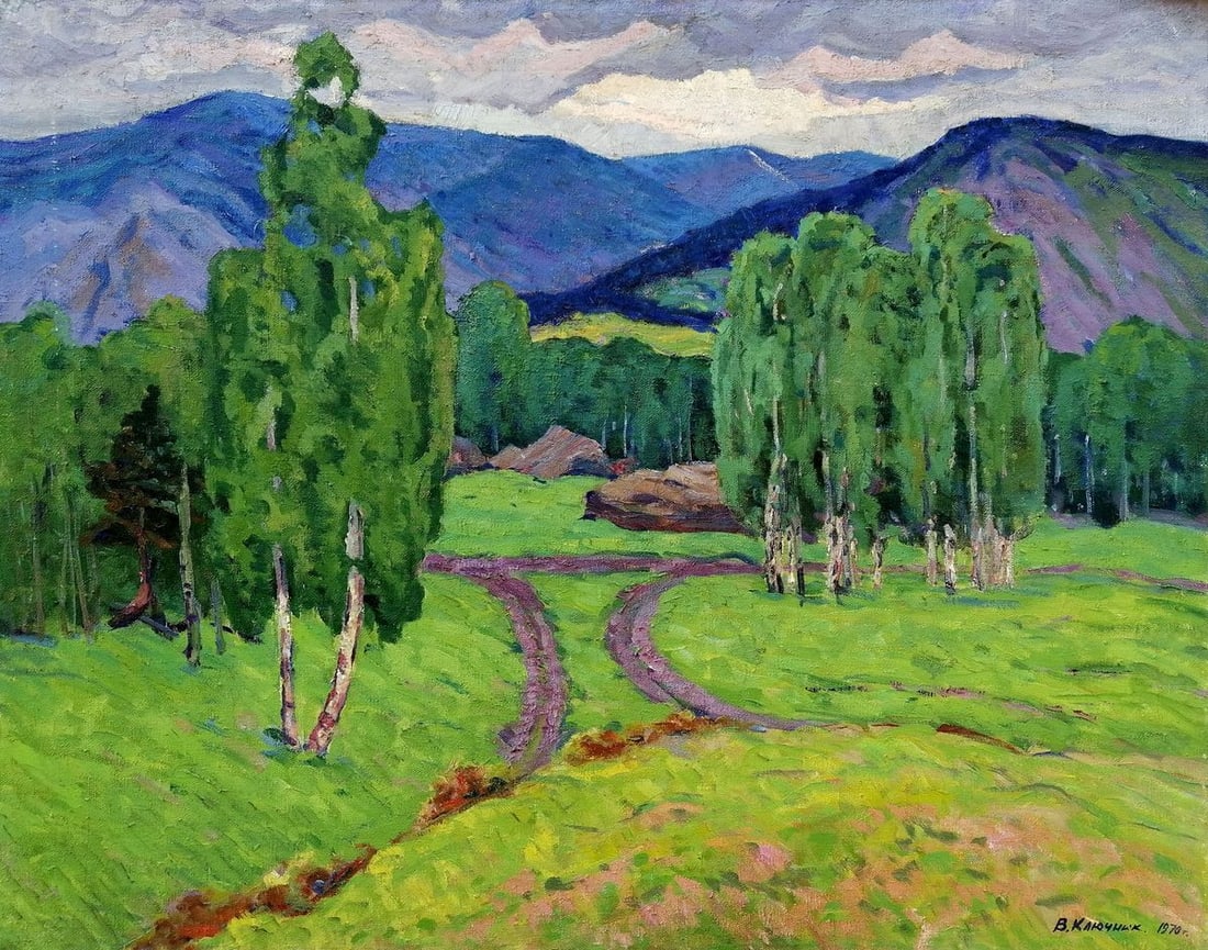 Oil painting Forest in the mountains Klyuchnik Vasily Andreevich: Title: Oil painting Forest in the mountains Klyuchnik Vasily Andreevich Description: No1112AAA *** ABOUT THIS PAINTING *** * TITLE: "Forest in the mountains" * ARTISTS: Klyuchnik Vasily Andreevich * S