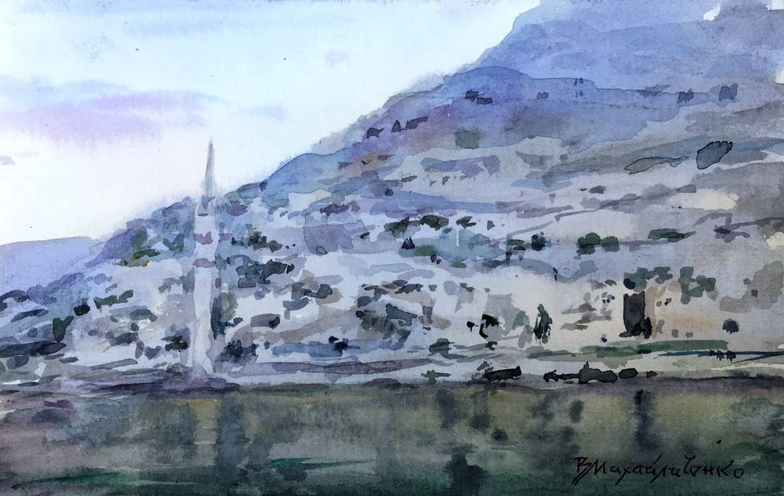 Watercolor painting Mountain View Viktor Mikhailichenko (1 of 7)