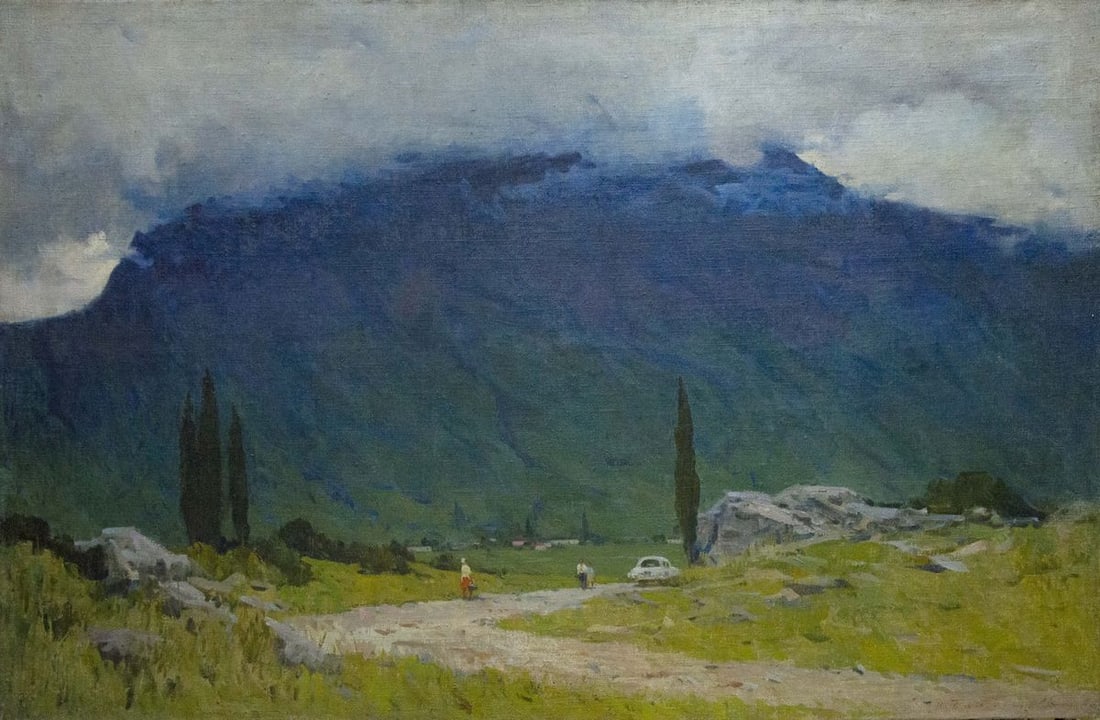 Oil painting Mountain landscape Bondarenko Vladimir Ivanovich: Title: Oil painting Mountain landscape Bondarenko Vladimir Ivanovich Description: NoVernd 131 *** ABOUT THIS PAINTING *** * TITLE: "Mountain landscape" * ARTISTS: Bondarenko Vladimir Ivanovich * SIZE: