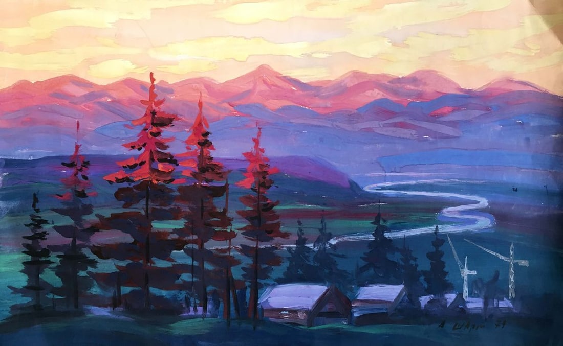 Oil painting Evening mountain landscape Shary Anatoly Ivanovich (1 of 12)