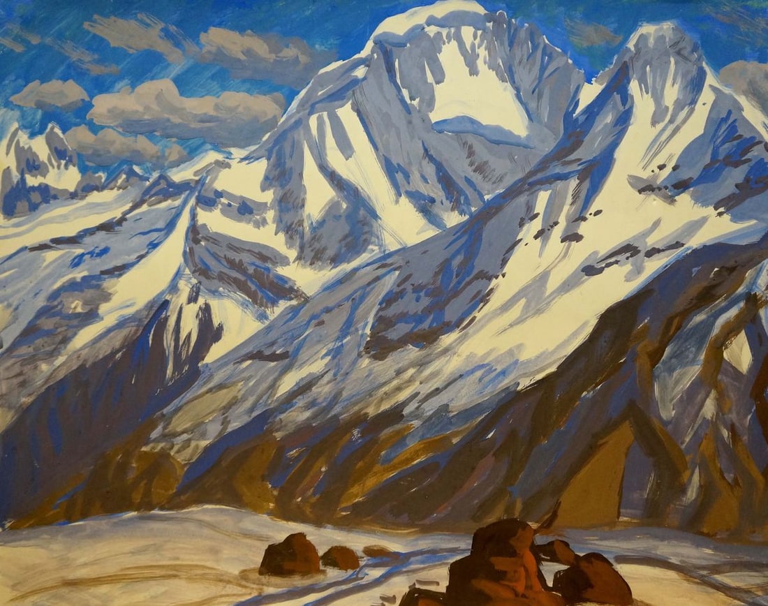 Tempera painting Mountain landscape (1 of 8)