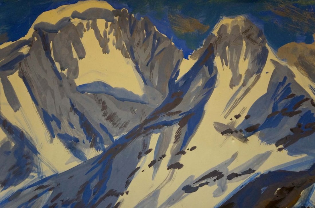 Tempera painting Mountain landscape - 4