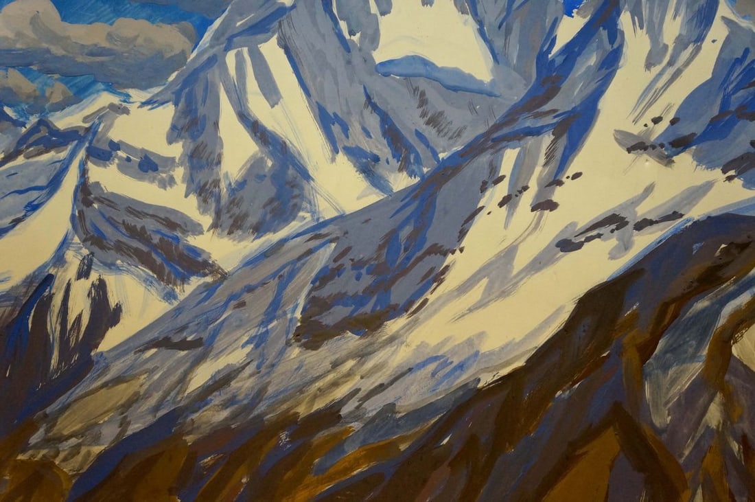 Tempera painting Mountain landscape - 6