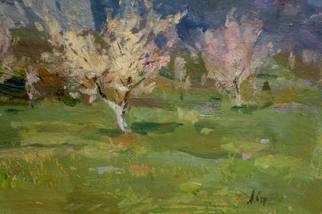 Oil painting Trees are blooming Strelov Arkady Efimovich - 5