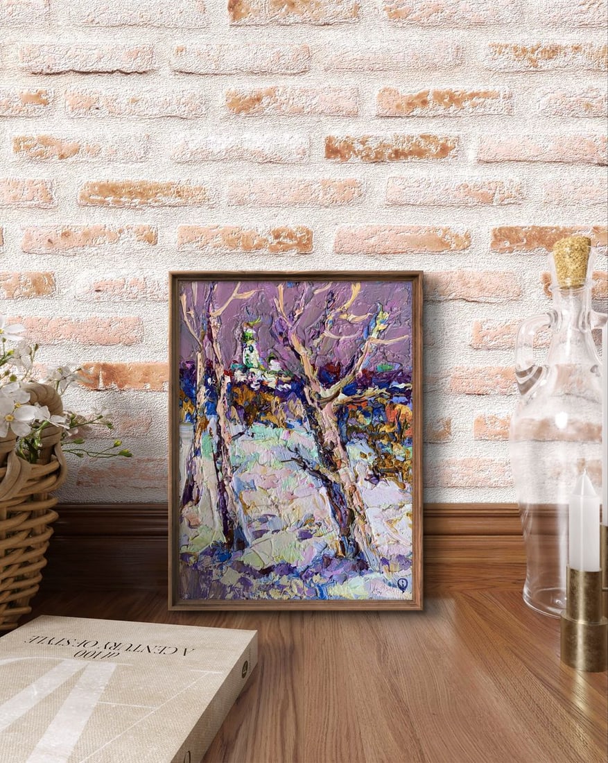 Oil painting The first snow fell Oksana Kalenyuk - 2