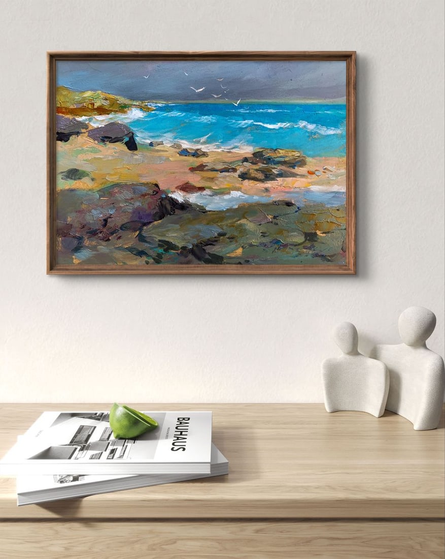 Oil painting White seagulls on the seashore Yuriy Suprunchuk - 2