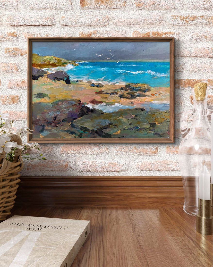 Oil painting White seagulls on the seashore Yuriy Suprunchuk - 3