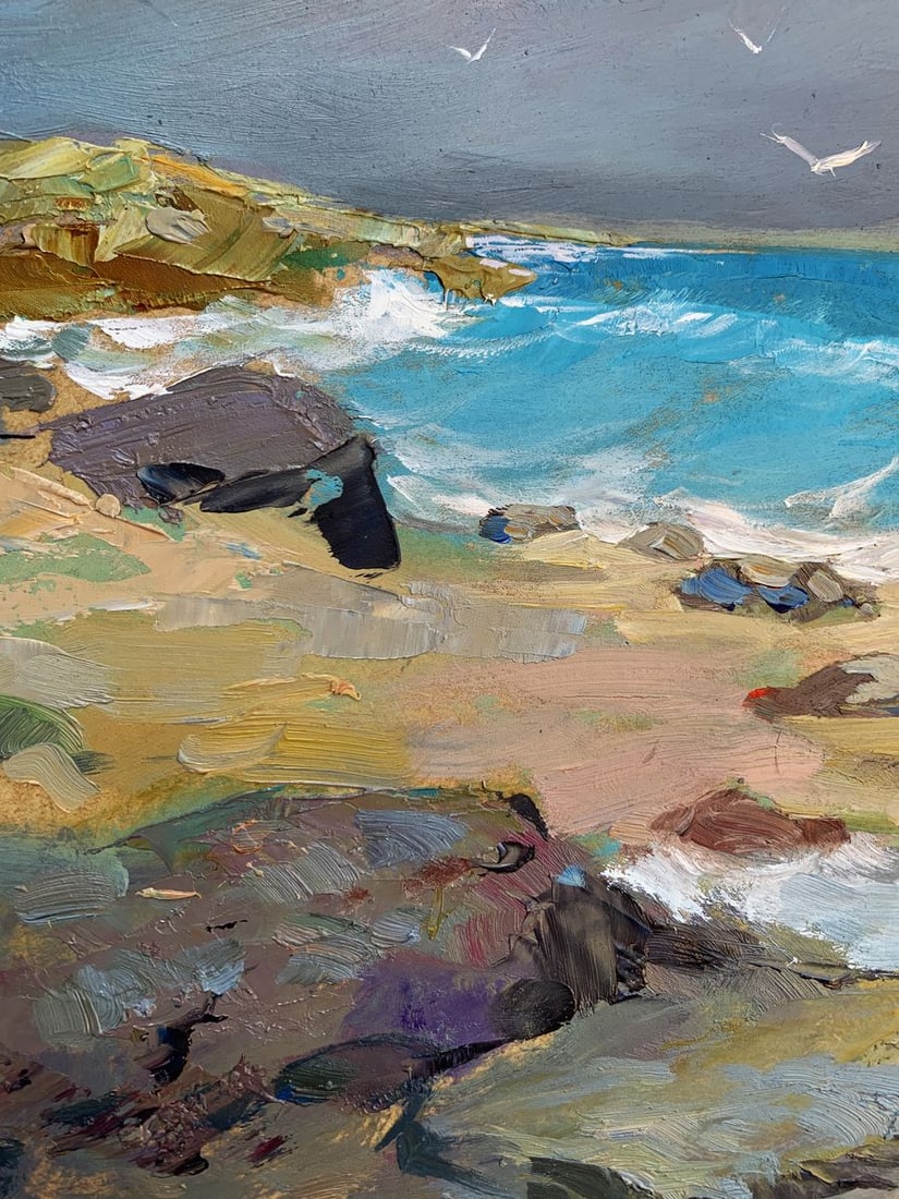 Oil painting White seagulls on the seashore Yuriy Suprunchuk - 4