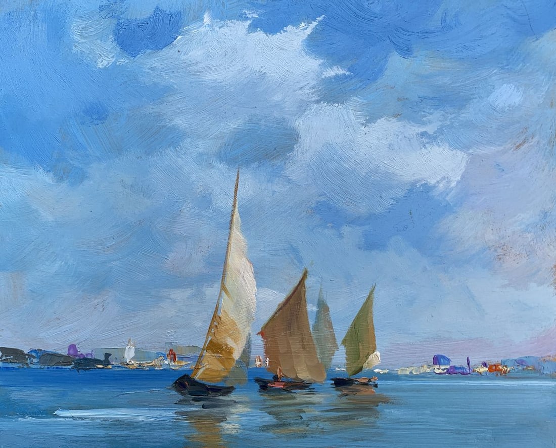 Oil painting Sailboats at sea Yuriy Suprunchuk (1 of 12)