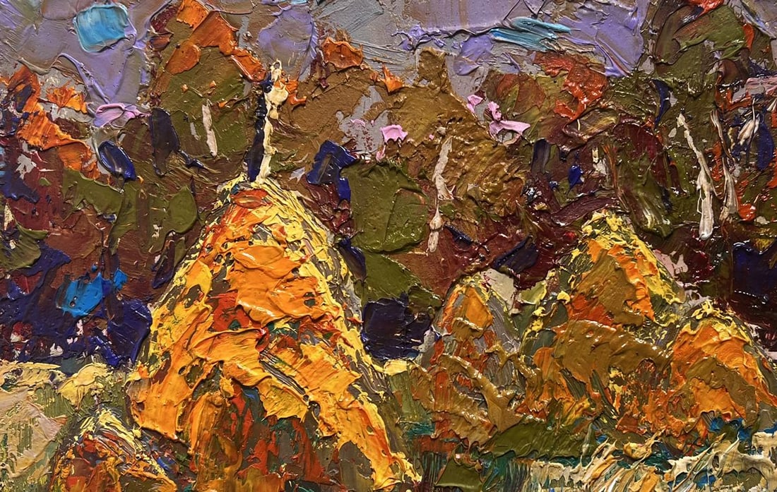 Oil painting Haystacks in the field Alex Kalenyuk - 7
