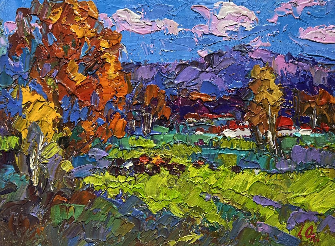 Oil painting Early in the morning in the field Alex Kalenyuk - 3