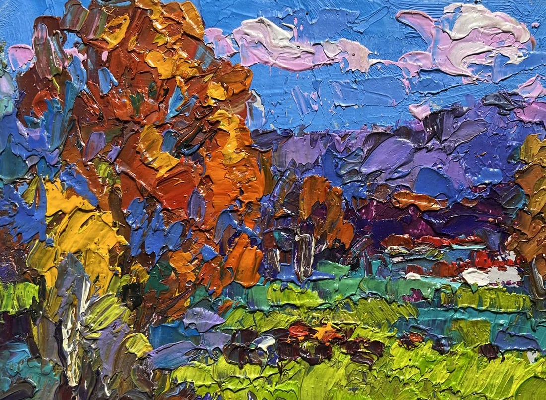 Oil painting Early in the morning in the field Alex Kalenyuk - 8