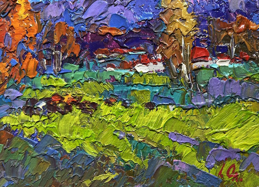 Oil painting Early in the morning in the field Alex Kalenyuk - 9