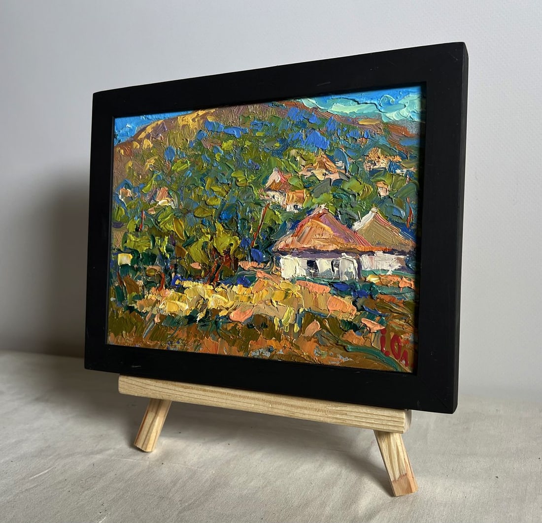 Oil painting There is a village under the mountain Alex Kalenyuk - 2