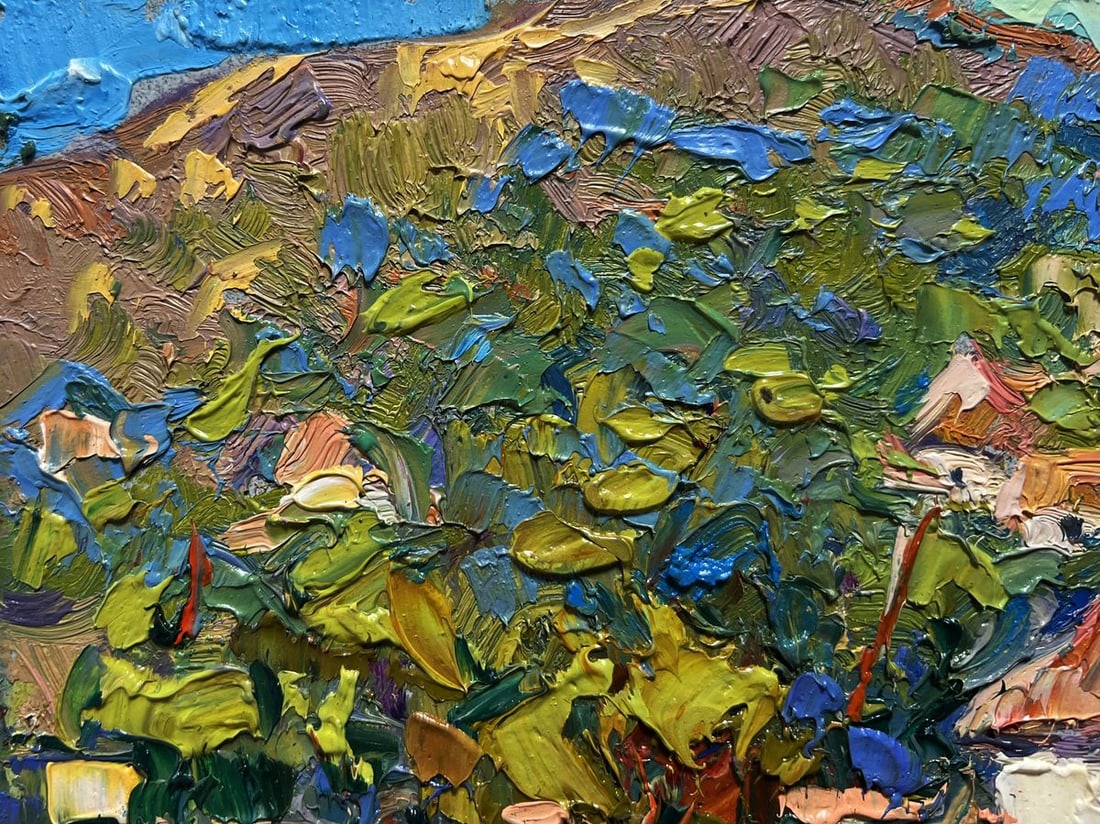 Oil painting There is a village under the mountain Alex Kalenyuk - 4