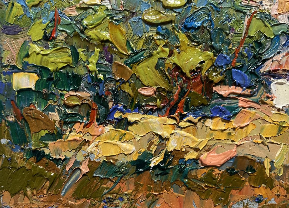 Oil painting There is a village under the mountain Alex Kalenyuk - 5