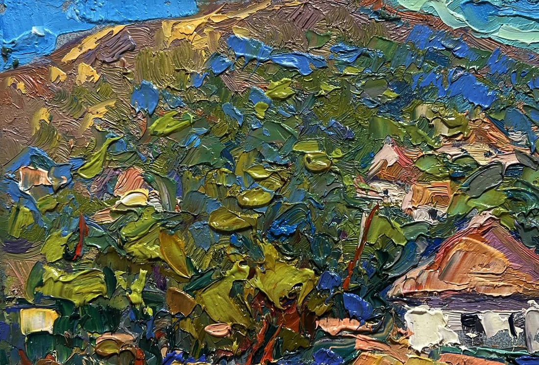 Oil painting There is a village under the mountain Alex Kalenyuk - 7