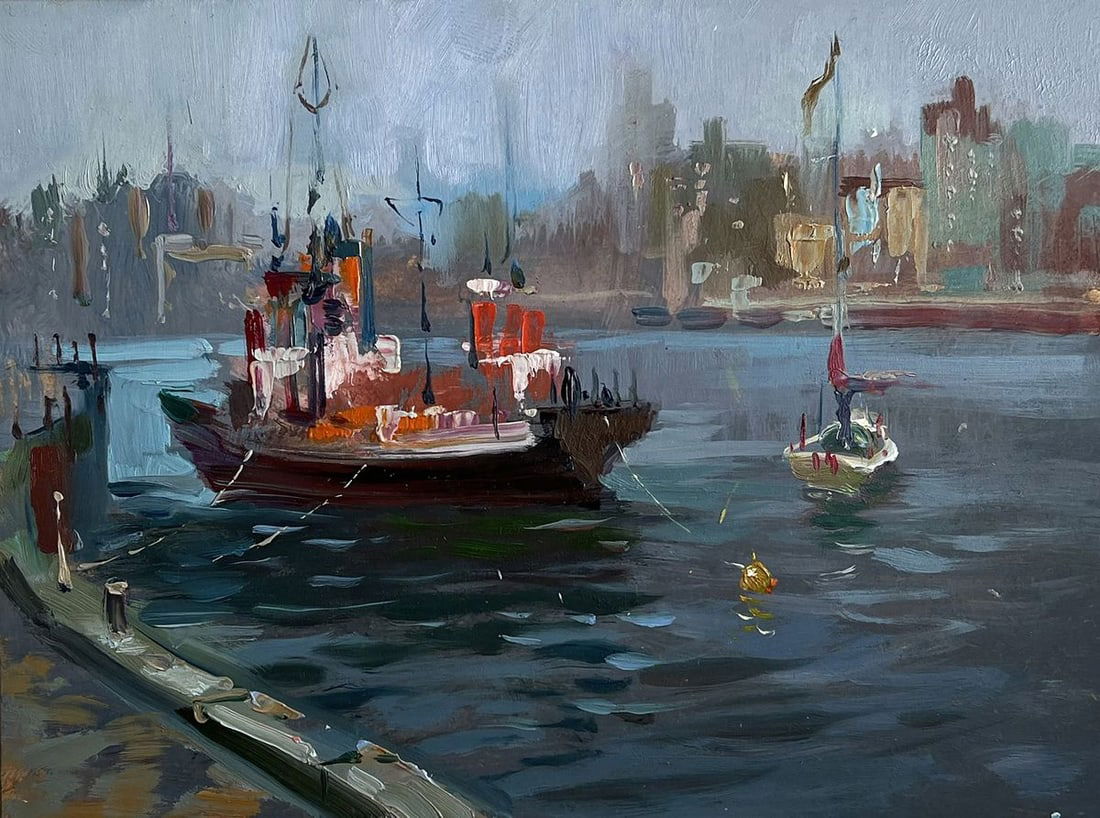 Oil painting Ship at the pier Yuriy Suprunchuk - 3