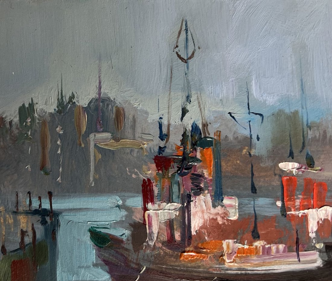 Oil painting Ship at the pier Yuriy Suprunchuk - 4