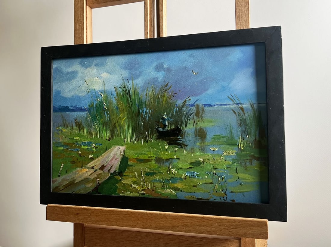 Oil painting On a boat near the reeds Yuriy Suprunchuk - 2