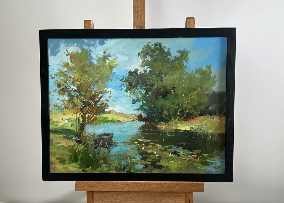 Oil painting A secluded place in nature Yuriy Suprunchuk: Title: Oil painting A secluded place in nature Yuriy Suprunchuk Description: NoAAA4209The painting titled "A secluded place in nature" captures a peaceful and untouched corner of the countryside,