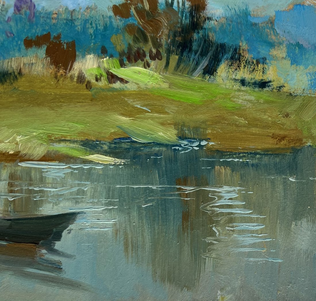 Oil painting A lonely boat among the reeds Yuriy Suprunchuk - 4