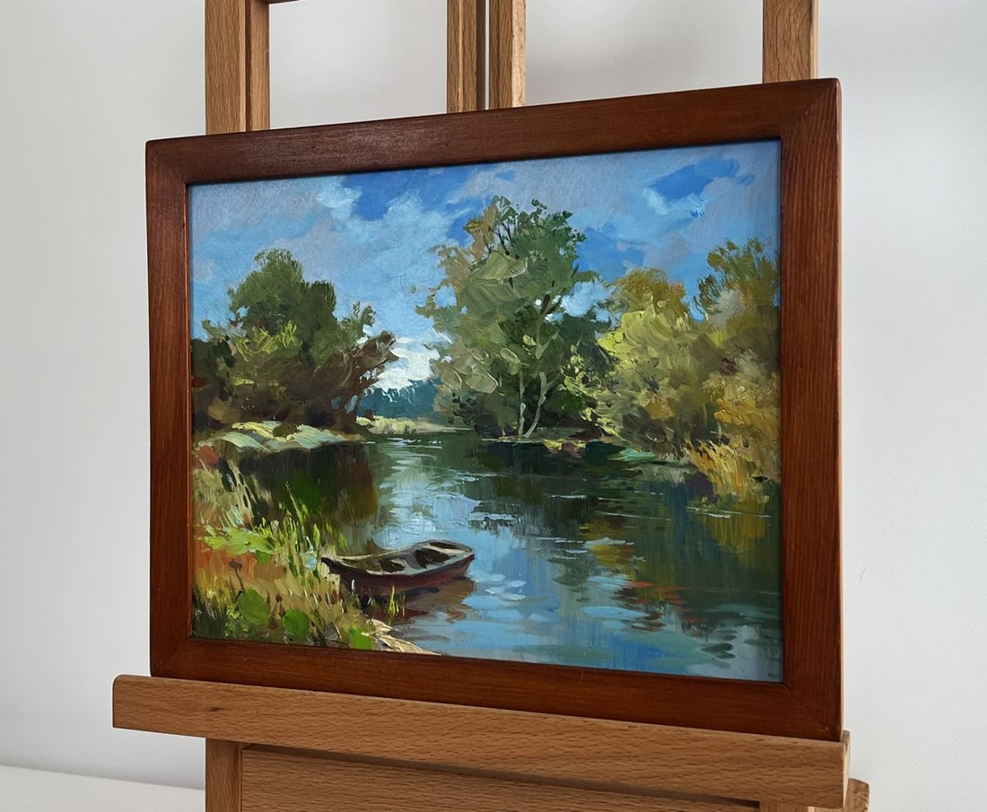 Oil painting Boat in green reflections Yuriy Suprunchuk - 2