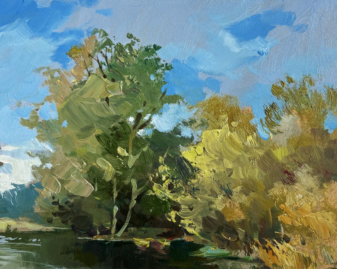 Oil painting Boat in green reflections Yuriy Suprunchuk - 4