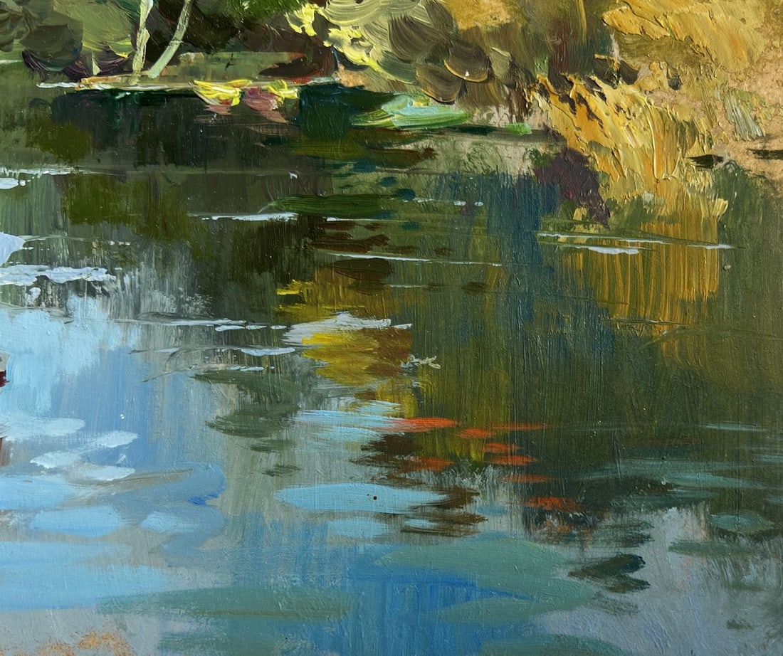 Oil painting Boat in green reflections Yuriy Suprunchuk - 7