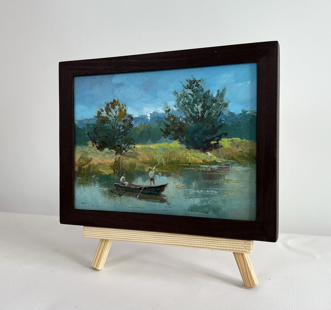 Oil painting Two people are sailing on a boat Yuriy Suprunchuk - 2