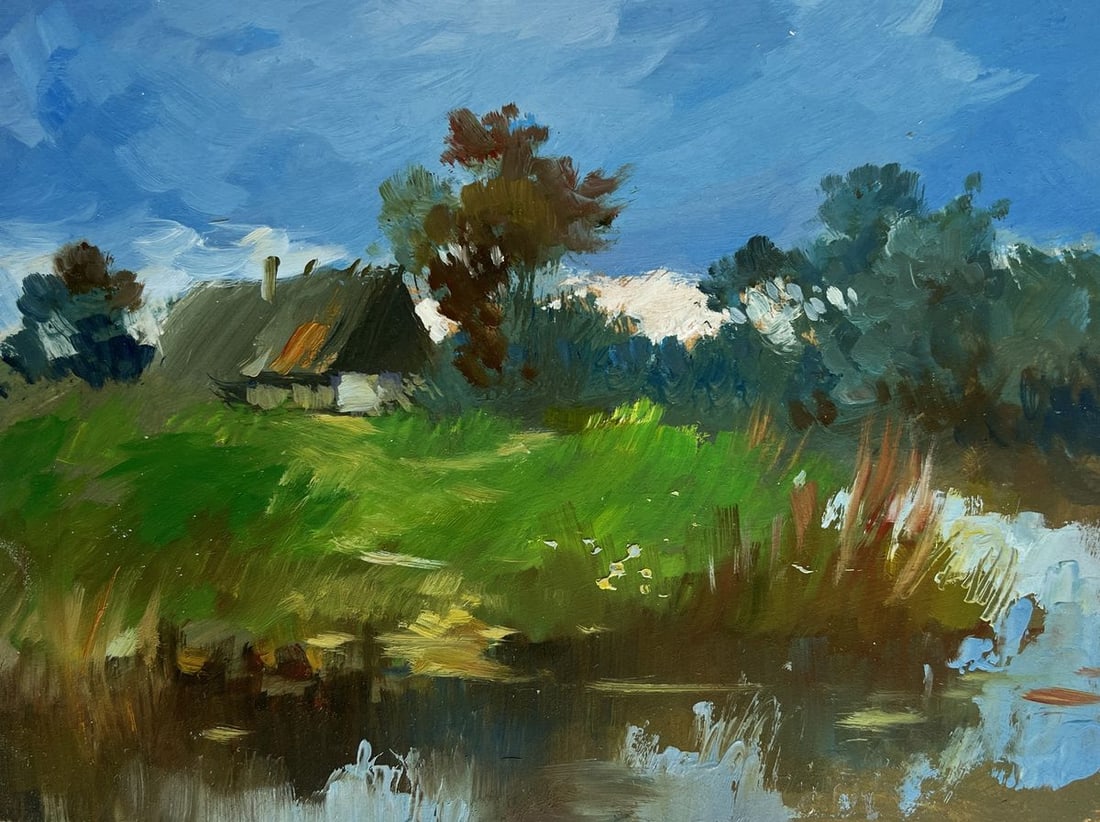 Oil painting A lonely house by the river Yuriy Suprunchuk - 3