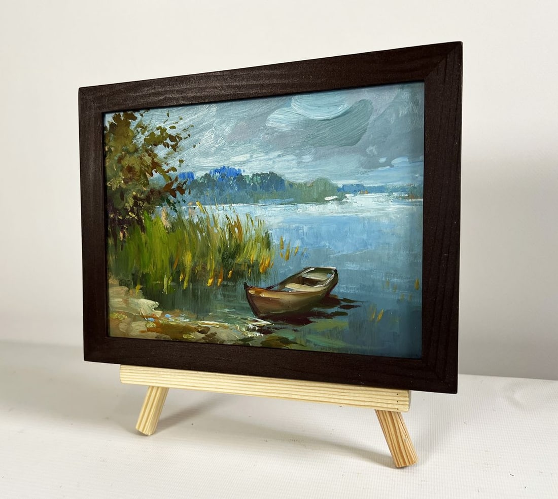 Oil painting A boat among the reeds Yuriy Suprunchuk - 2