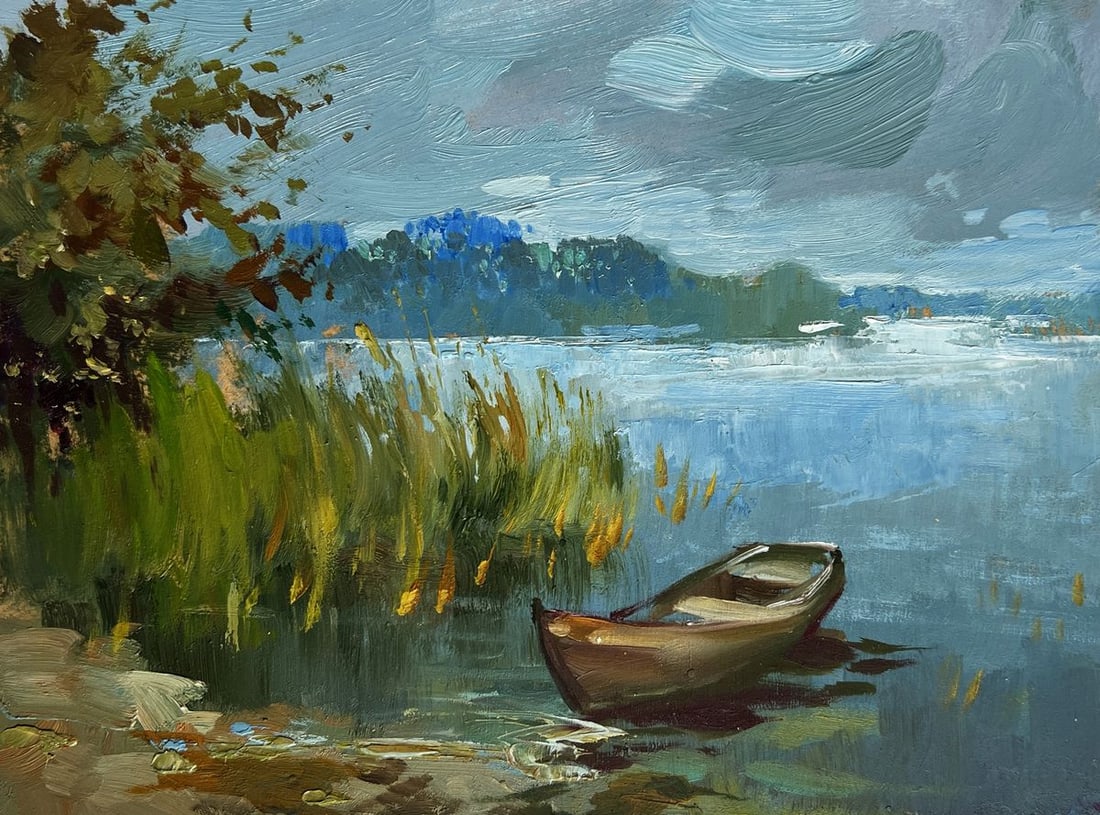 Oil painting A boat among the reeds Yuriy Suprunchuk - 3