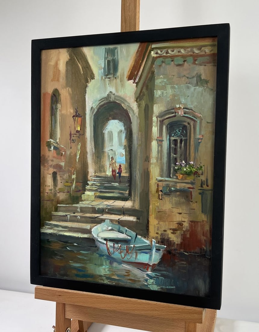 Oil painting Boat in the middle of city streets Yuriy Suprunchuk - 2