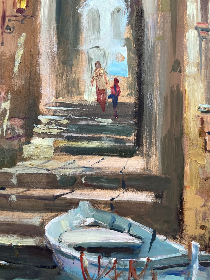 Oil painting Boat in the middle of city streets Yuriy Suprunchuk - 6