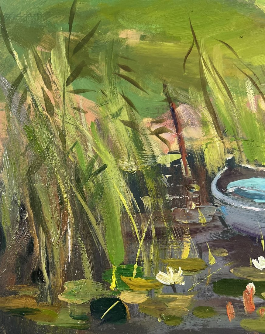 Oil painting Village boat ferry Yuriy Suprunchuk - 7