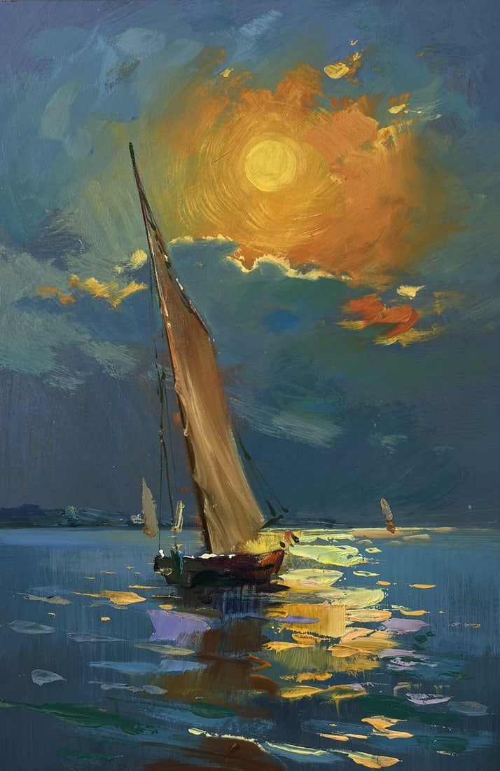 Oil painting Boat at sunset Yuriy Suprunchuk - 3