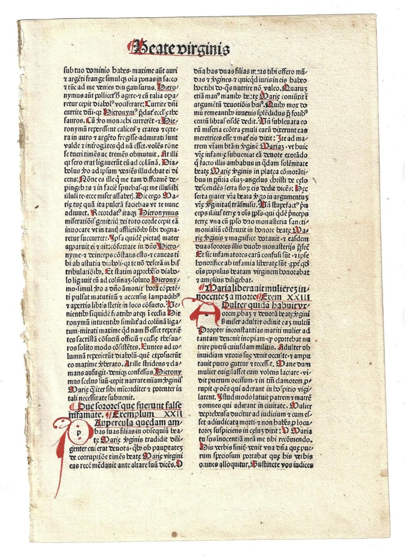 1480 Incunabula Leaf Virgin Mary Handcolored (1 of 2)