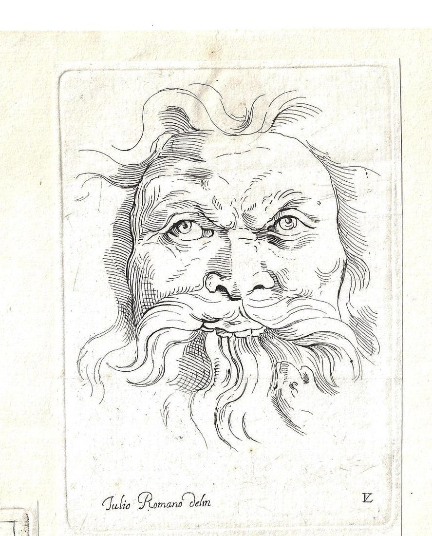 1700 Six Engravings Grotesque Masks Julio Romano (1 of 2)