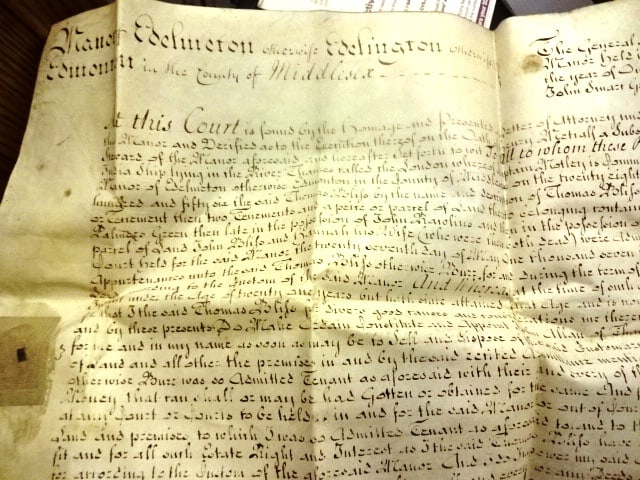 1767 Large London Vellum Manuscript Edmonton: Title: 1767 Large London Vellum Manuscript Edmonton Additional Information: Large manuscript manor document for the manor of Edmonton in the County of Middlesex in greater London pertaining to a
