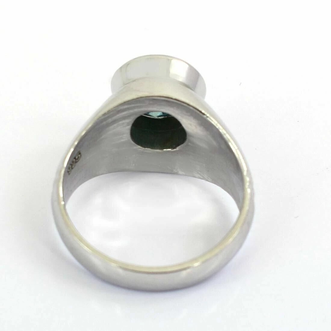 Hand Made Sterling Silver Solitaire Blue Diamond Ring 3.90 Cts - 4