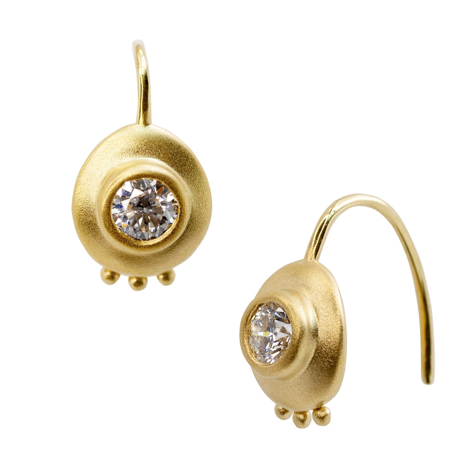Oro 18K Gold Large Diamond Hook Earring (1 of 9)