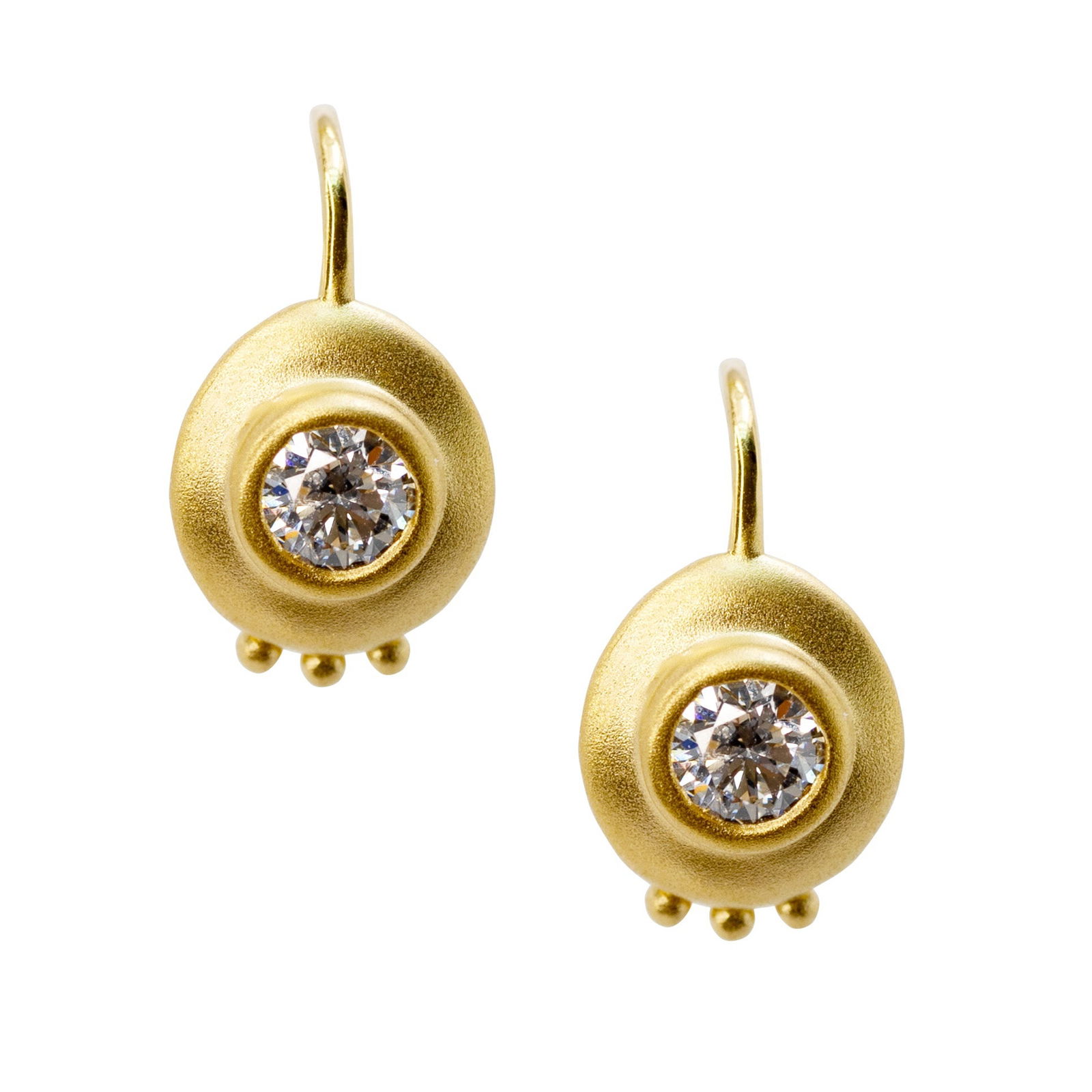 Oro 18K Gold Large Diamond Hook Earring - 3